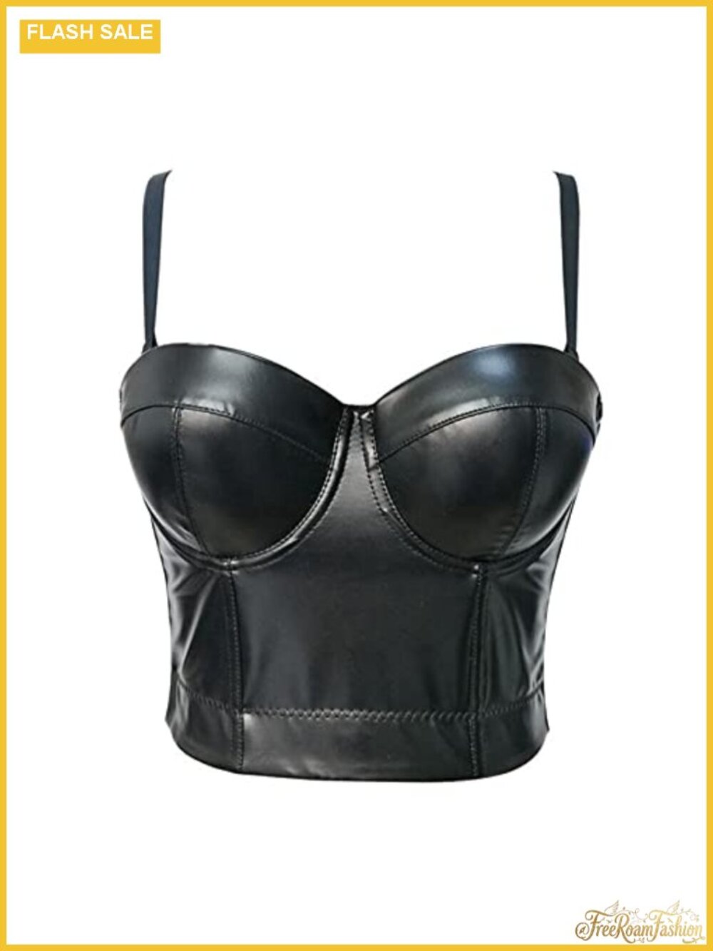 PU Leather Bustier Corset Crop Top Push Up Gothic Punk Women's